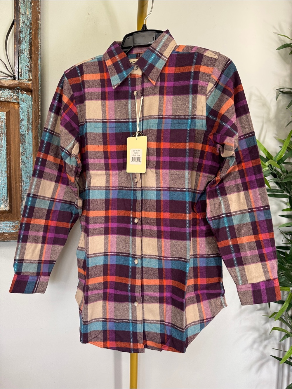 Backpacker cotton thick Plaid colorful Button-Down Shirt NWT M